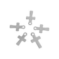 Colgantes de Cruces de acero inoxidable, acero inoxidable 304, color original, 7x12x0.8mm, agujero:aproximado 1mm, 100PCs/Bolsa, Vendido por Bolsa