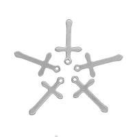Colgantes de Cruces de acero inoxidable, acero inoxidable 304, color original, 12.8x23.5x0.8mm, agujero:aproximado 1mm, 100PCs/Bolsa, Vendido por Bolsa