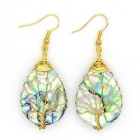 Abalone Shell Earring, Teardrop, plated, for woman 