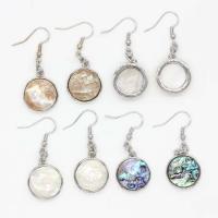 Shell Drop Earring, Round, silver color plated, for woman 