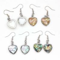 Shell Drop Earring, Heart, silver color plated, for woman 