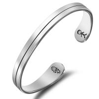 Stainless Steel Cuff Bangle, Unisex & with number pattern & with letter pattern, original color, 9.5mm,6mm,2mm, Inner Approx 65mm 