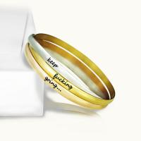 Stainless Steel Bangle, 304 Stainless Steel, plated, three pieces & Unisex & with letter pattern Inner Approx 65mm 