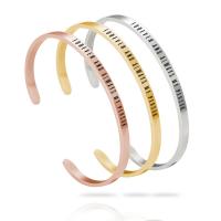 Stainless Steel Cuff Bangle, 304 Stainless Steel, plated, Unisex & with letter pattern Inner Approx 62mm 