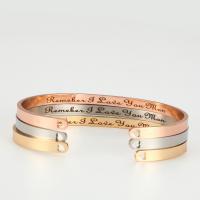 Stainless Steel Cuff Bangle, 304 Stainless Steel, plated, Unisex & with letter pattern Inner Approx 62mm 