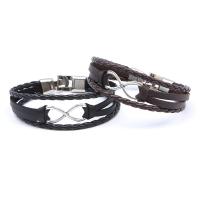 PU Leather Cord Bracelets, with Zinc Alloy, fashion jewelry & Unisex 20cm 