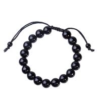 Glass Jewelry Beads Bracelets, PU Leather, with Glass, fashion jewelry & Unisex, black, 10mm 
