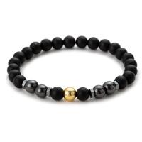 Gemstone Bracelets, Abrazine Stone, fashion jewelry & Unisex, black, 8mmx21cm 