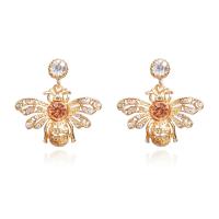 Zinc Alloy Rhinestone Drop Earring, Bee, plated, fashion jewelry & for woman & with rhinestone, nickel, lead & cadmium free 