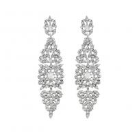 Zinc Alloy Rhinestone Drop Earring, Leaf, plated, fashion jewelry & for woman & with rhinestone nickel, lead & cadmium free 