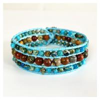 Agate Bracelets, leather cord, with Agate & Zinc Alloy, for woman, mixed colors, 200mm 