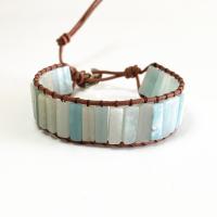 Gemstone Bracelets, leather cord, with Natural Stone & Zinc Alloy, Unisex, blue, 250mm 