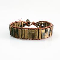 Gemstone Bracelets, leather cord, with Natural Stone & Zinc Alloy, Unisex, mixed colors, 250mm 