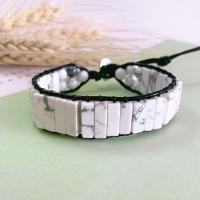 Gemstone Bracelets, leather cord, with Natural Stone & Zinc Alloy, Unisex, white, 250mm 