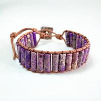 Impression Jasper Bracelet, leather cord, with Impression Jasper & Zinc Alloy, Unisex, purple, 250mm 
