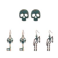 Zinc Alloy Drop Earring, Skull, antique bronze color plated original color 