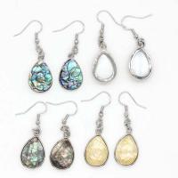 Shell Drop Earring, Teardrop, silver color plated, for woman 
