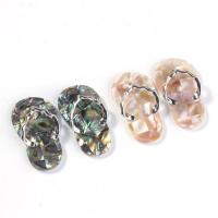 Mixed Gemstone Pendants, with Abalone Shell, Slipper, silver color plated, for woman 