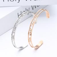 Stainless Steel Cuff Bangle, 304 Stainless Steel, plated, for woman & hollow Inner Approx 65mm 