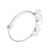 Stainless Steel Bangle, 304 Stainless Steel, with Plastic Pearl, for woman, original color, 6mm,10mm,8mm, Inner Approx 62mm 