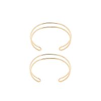 Ouverture Bracelets en cuivre, laiton, Placage de couleur d'or, DIY & creux, couleur métallique plaquée Vendu par PC