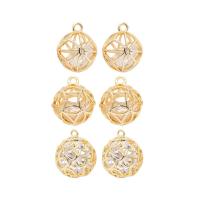 Cubic Zirconia Micro Pave Brass Pendant, gold color plated, DIY & micro pave cubic zirconia & hollow, metallic color plated 