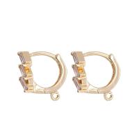 Brass Lever Back Earring Component, gold color plated, DIY & micro pave cubic zirconia, metallic color plated 