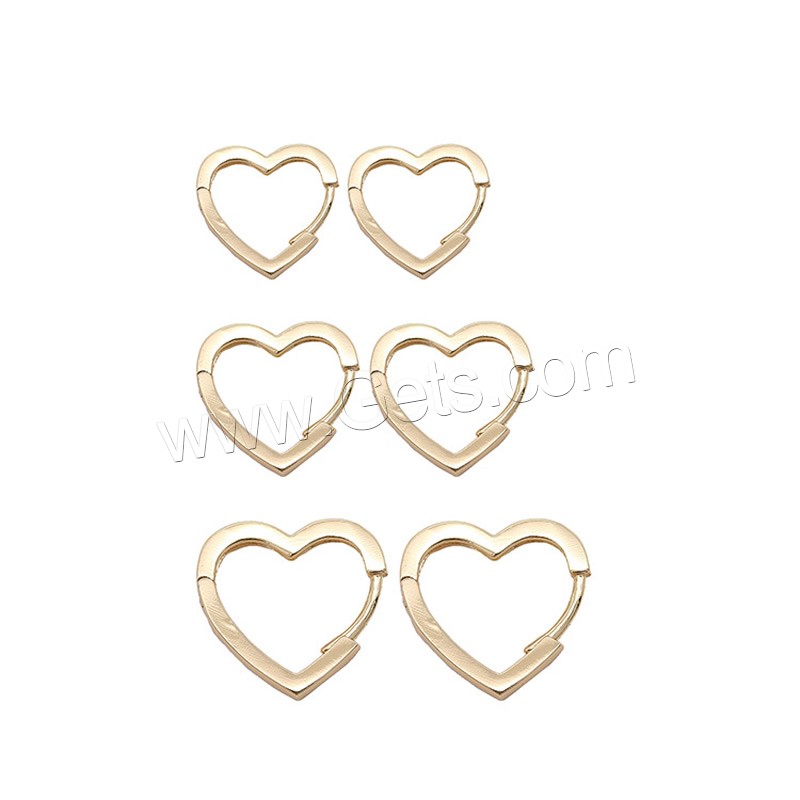 Cubic Zirconia Micro Pave Brass Earring, Heart, gold color plated, different size for choice & micro pave cubic zirconia & for woman, metallic color plated, Sold By Pair