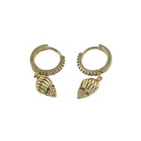 Rhinestone Brass Drop Earring, Conch, micro pave cubic zirconia, original color 