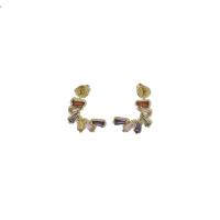 Rhinestone Brass Stud Earring, micro pave cubic zirconia, original color 