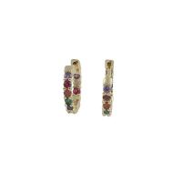Rhinestone Brass Drop Earring, Donut, micro pave cubic zirconia, original color 
