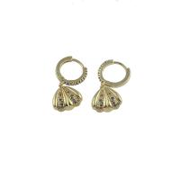 Rhinestone Brass Drop Earring, Shell, micro pave cubic zirconia, original color 