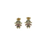 Rhinestone Brass Stud Earring, Girl, micro pave cubic zirconia, original color 