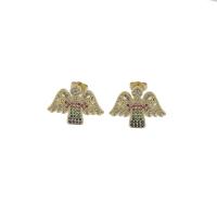 Rhinestone Brass Stud Earring, Angel, micro pave cubic zirconia, original color 