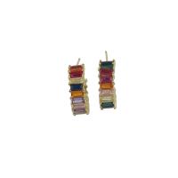 Rhinestone Brass Stud Earring, Dome, micro pave cubic zirconia, original color 