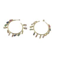 Rhinestone Brass Drop Earring, micro pave cubic zirconia, original color 