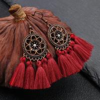 Fashion Tassel Earring, Cloisonne, with Zinc Alloy, fashion jewelry & for woman & with rhinestone 