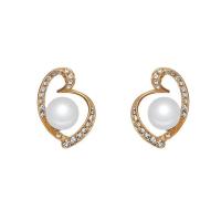 Plastic Pearl Zinc Alloy Earring, with Plastic Pearl, plated, fashion jewelry & for woman & with rhinestone nickel, lead & cadmium free 