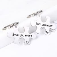 Stainless Steel Key Clasp, 304 Stainless Steel, with letter pattern & for couple, original color 