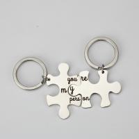 Stainless Steel Key Clasp, 304 Stainless Steel, with letter pattern & for couple, original color 