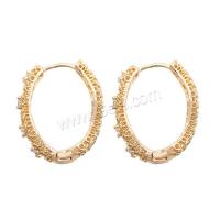 Brass Lever Back Earring, gold color plated, Unisex & micro pave cubic zirconia, metallic color plated 