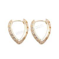 Brass Lever Back Earring, gold color plated, Unisex & micro pave cubic zirconia, metallic color plated 