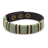 Cowhide Bracelets, Faux Leather, with Waxed Cotton Cord, fashion jewelry & Unisex, green, 1.5cmx25cm 
