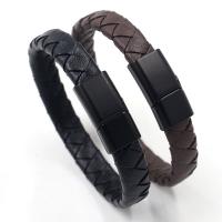 PU Leather Cord Bracelets, Microfiber PU, with Titanium Steel, fashion jewelry 1cmx21cm 