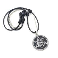 Zinc Alloy Necklace, Wax Cord, with Zinc Alloy, fashion jewelry, black, 51cmx31.5cm 