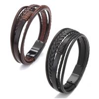 PU Leather Cord Bracelets, with Zinc Alloy, fashion jewelry 20cm 