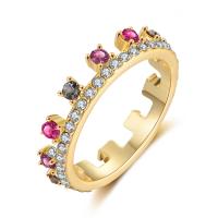 Rhinestone Zinc Alloy Finger Ring, Brass, plated & for woman & with rhinestone, multi-colored, nickel, lead & cadmium free 