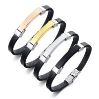 PU Leather Cord Bracelets, with Stainless Steel, plated, fashion jewelry & for man 