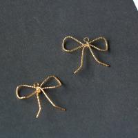 Brass Hanging Decoration, Bowknot, real gold plated, also can be used as hair accessories or cellphone DIY decoration, golden 