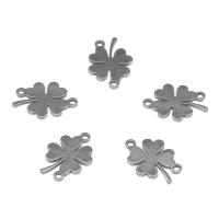 Stainless Steel Charm Connector, 304 Stainless Steel, Four Leaf Clover, metallic color plated 100/Bag 